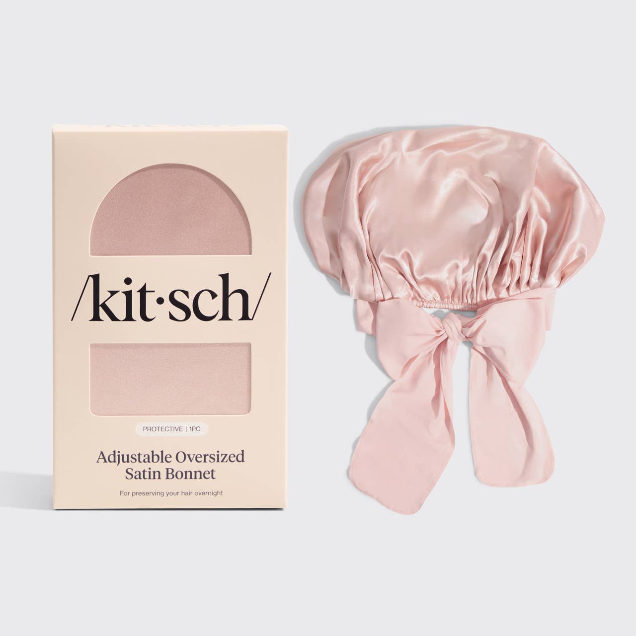 Adjustable Oversized Satin Sleep Bonnet - Blush - Lalka Beauty Co.