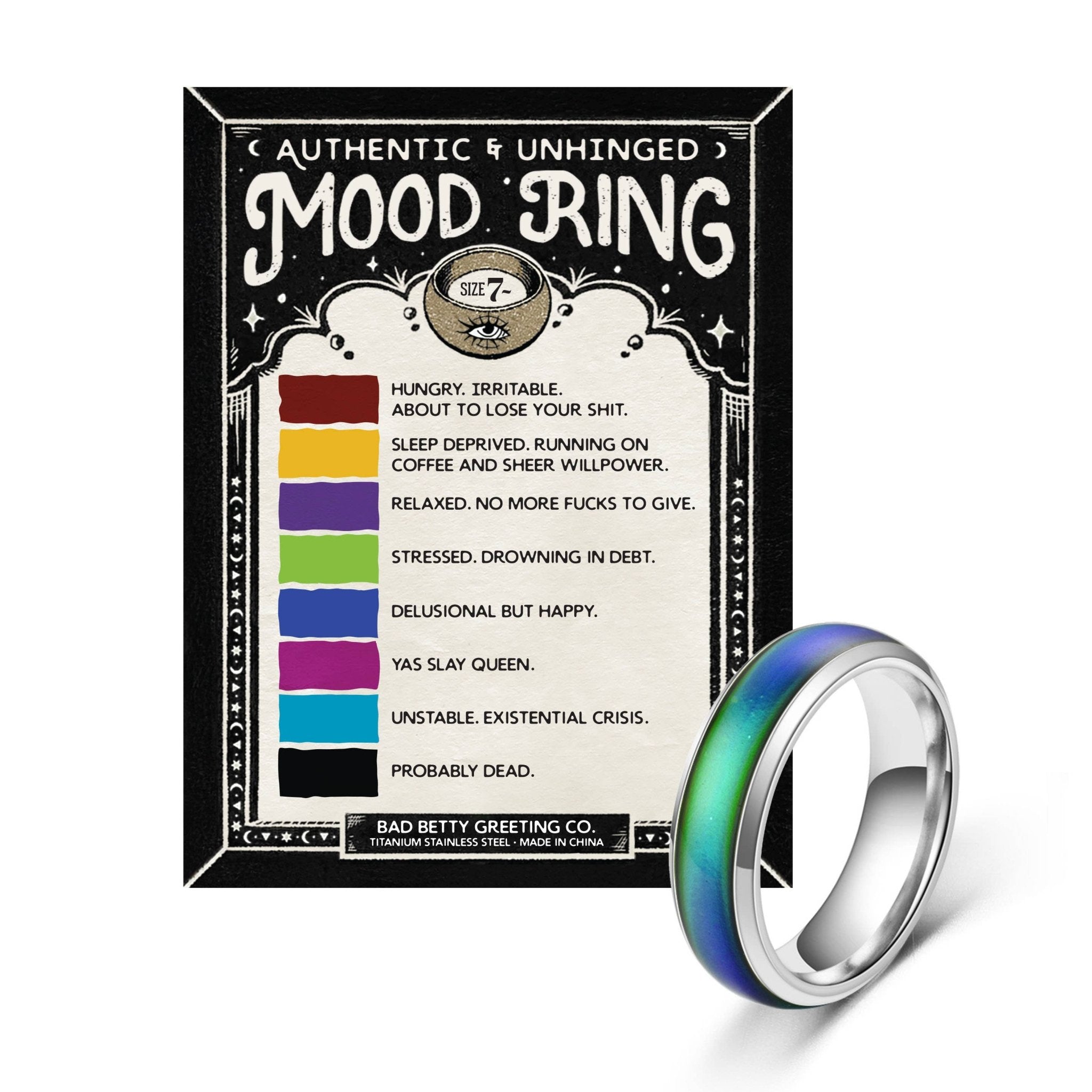 Authentic & Unhinged Color Changing Mood Ring - Funny Gift - Lalka Beauty Co.