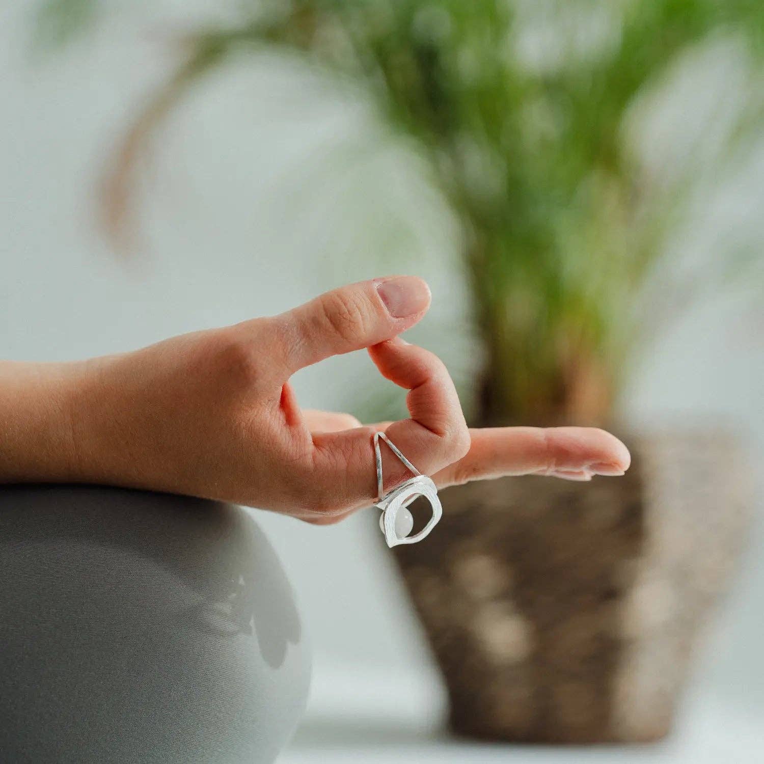 Adjustable Ring with Moonstone - Maximalist Jewelry