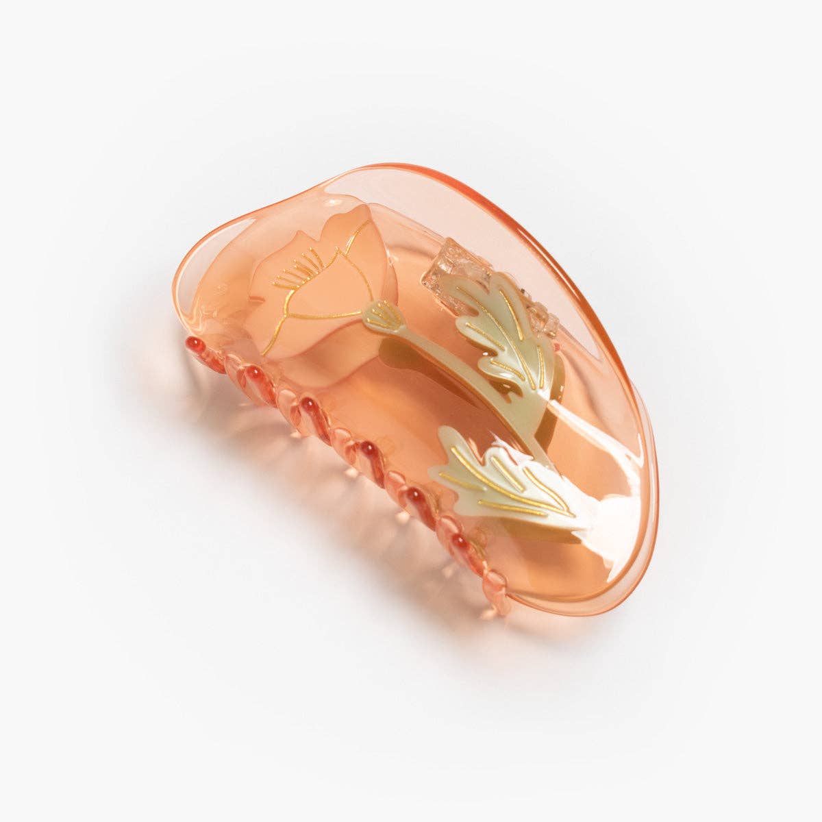 California Poppy Wildflower Hair Claw in Clear Acetate - Lalka Beauty Co.