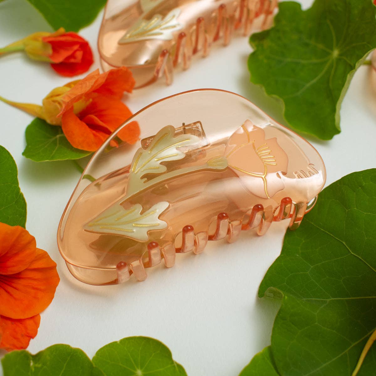 California Poppy Wildflower Hair Claw in Clear Acetate - Lalka Beauty Co.