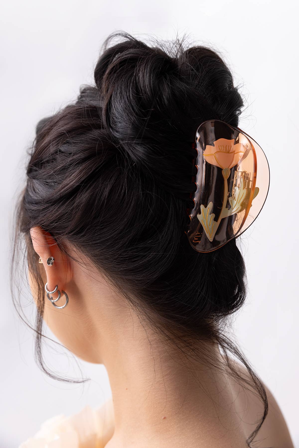 California Poppy Wildflower Hair Claw in Clear Acetate - Lalka Beauty Co.