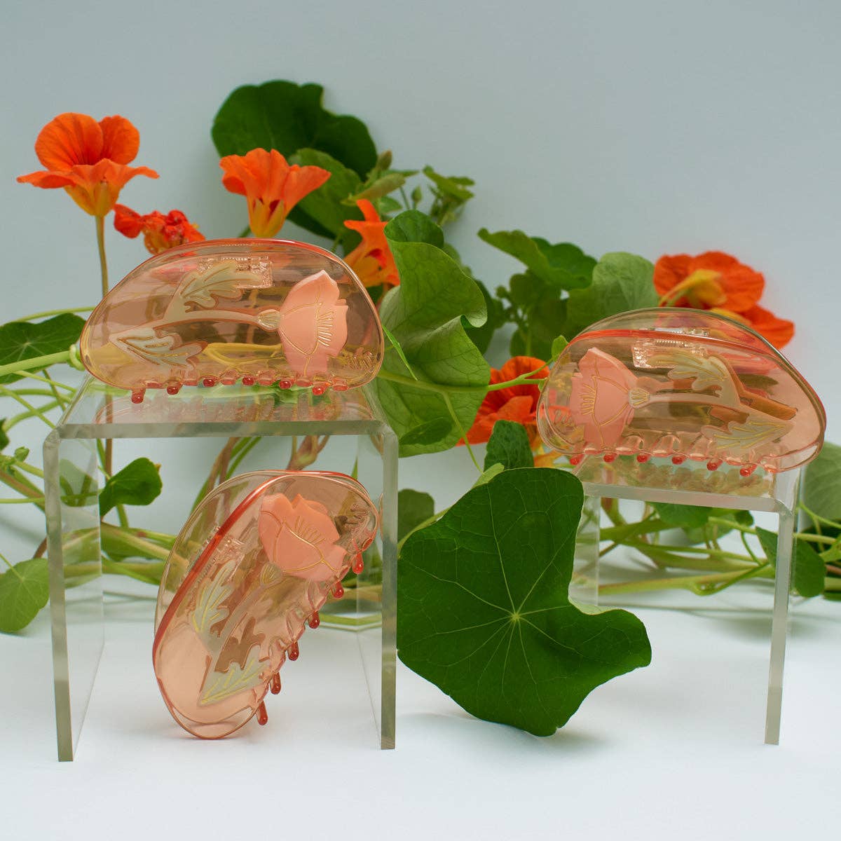 California Poppy Wildflower Hair Claw in Clear Acetate - Lalka Beauty Co.