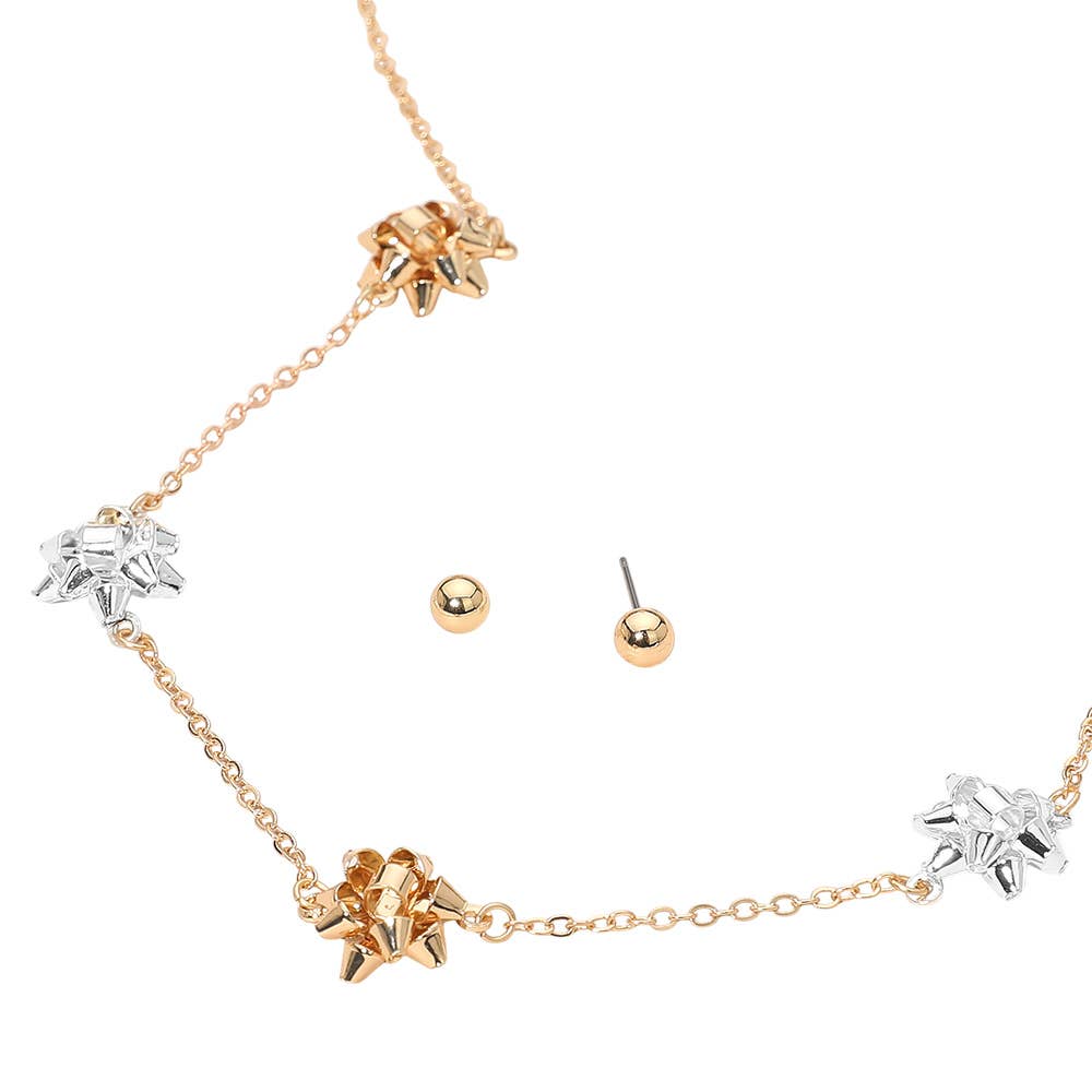Christmas Gift Bow x 4 Necklace - Lalka Beauty Co.
