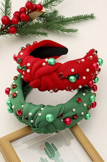 CHRISTMAS SEED BEAD HAIR BAND HEADBAND | 40HB156 - Lalka Beauty Co.