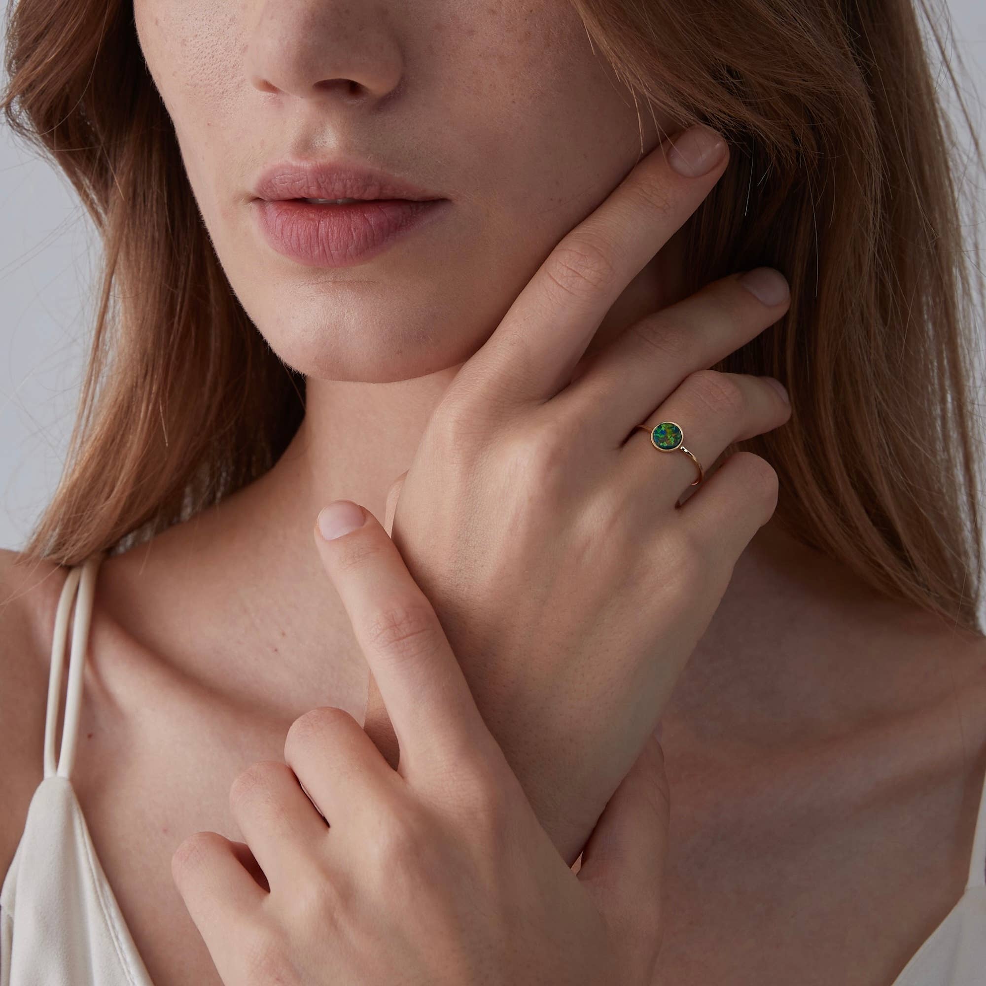 Dainty Gold Opal Stacking Band Ring in 925 Sterling Silver - Lalka Beauty Co.