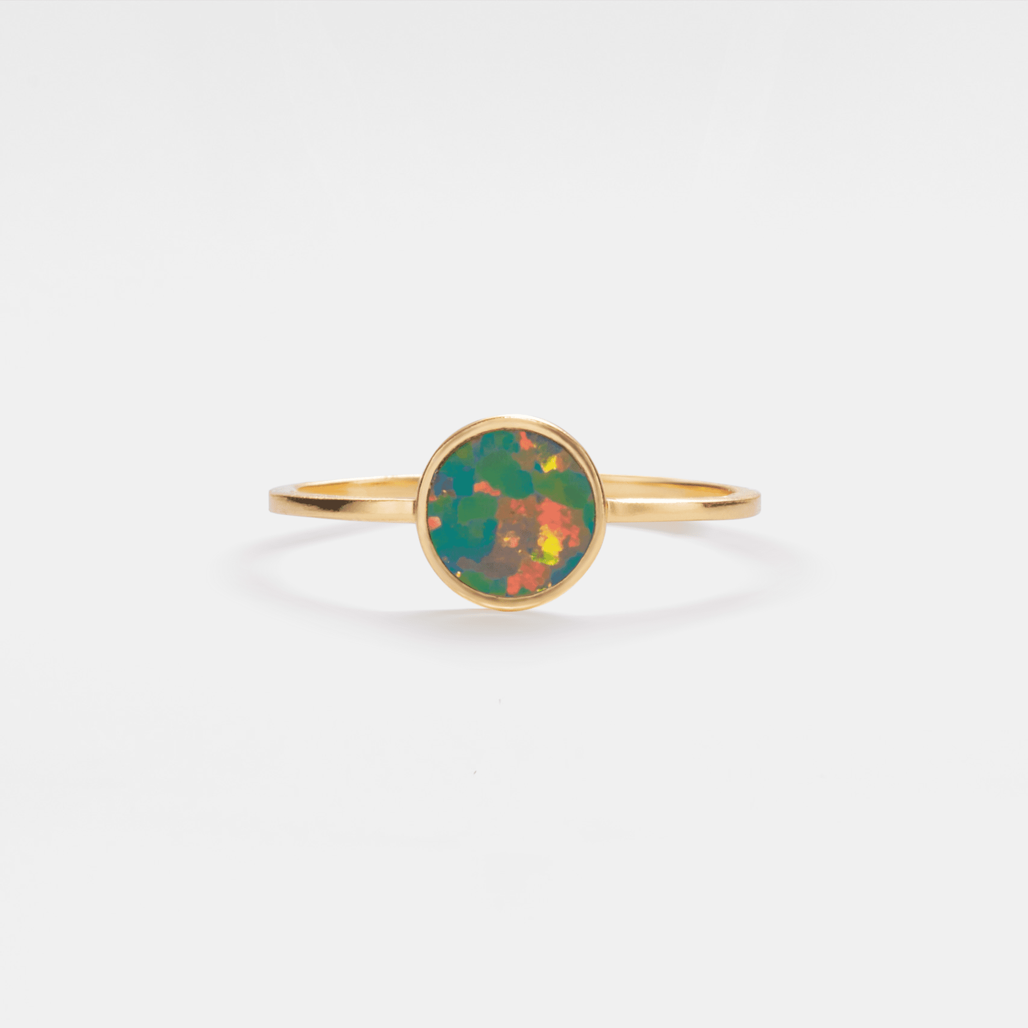 Dainty Gold Opal Stacking Band Ring in 925 Sterling Silver - Lalka Beauty Co.