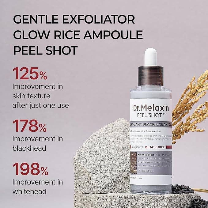 DR MELAXIN Peel Shot Glow Black Rice Peeling Ampoule 80ml - Lalka Beauty Co.