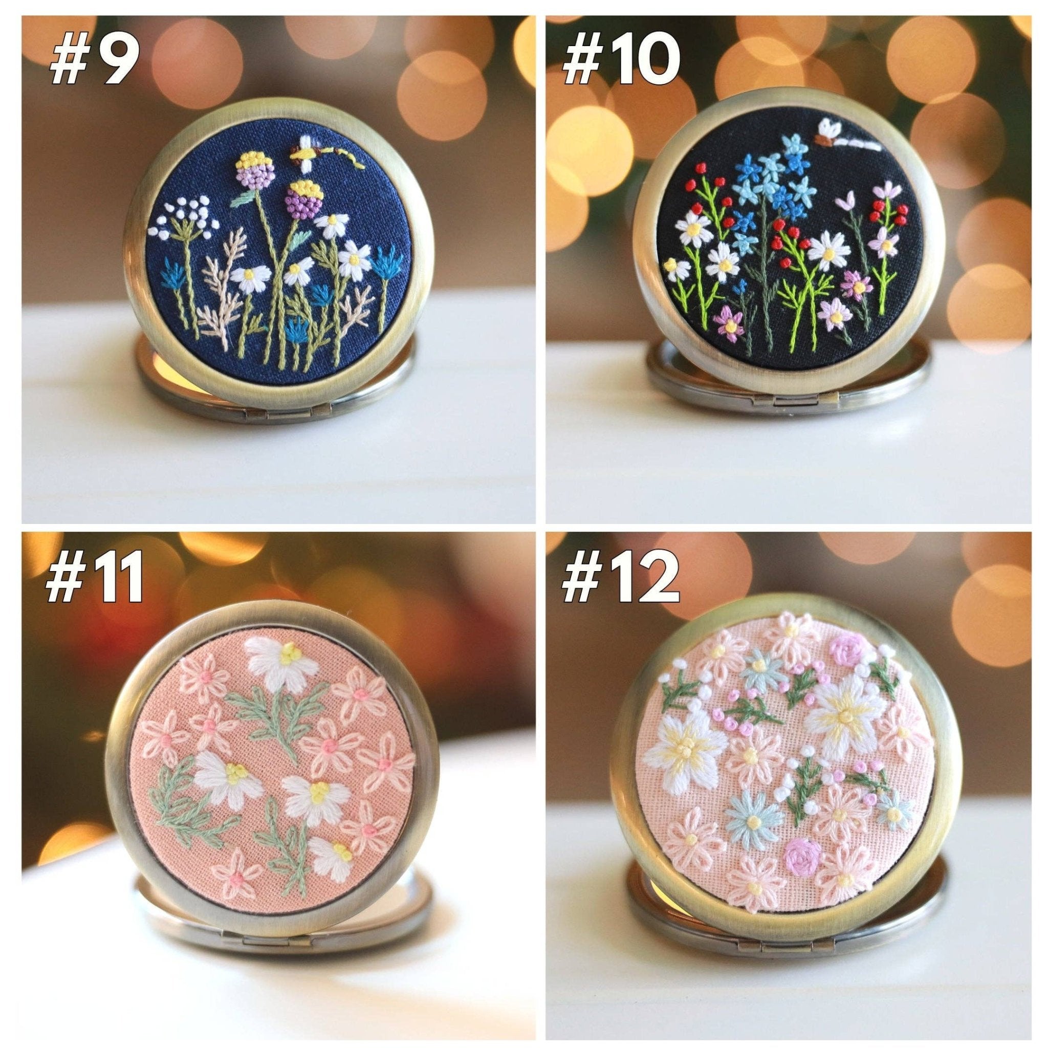 Floral Embroidered Compact Mirror - Lalka Beauty Co.