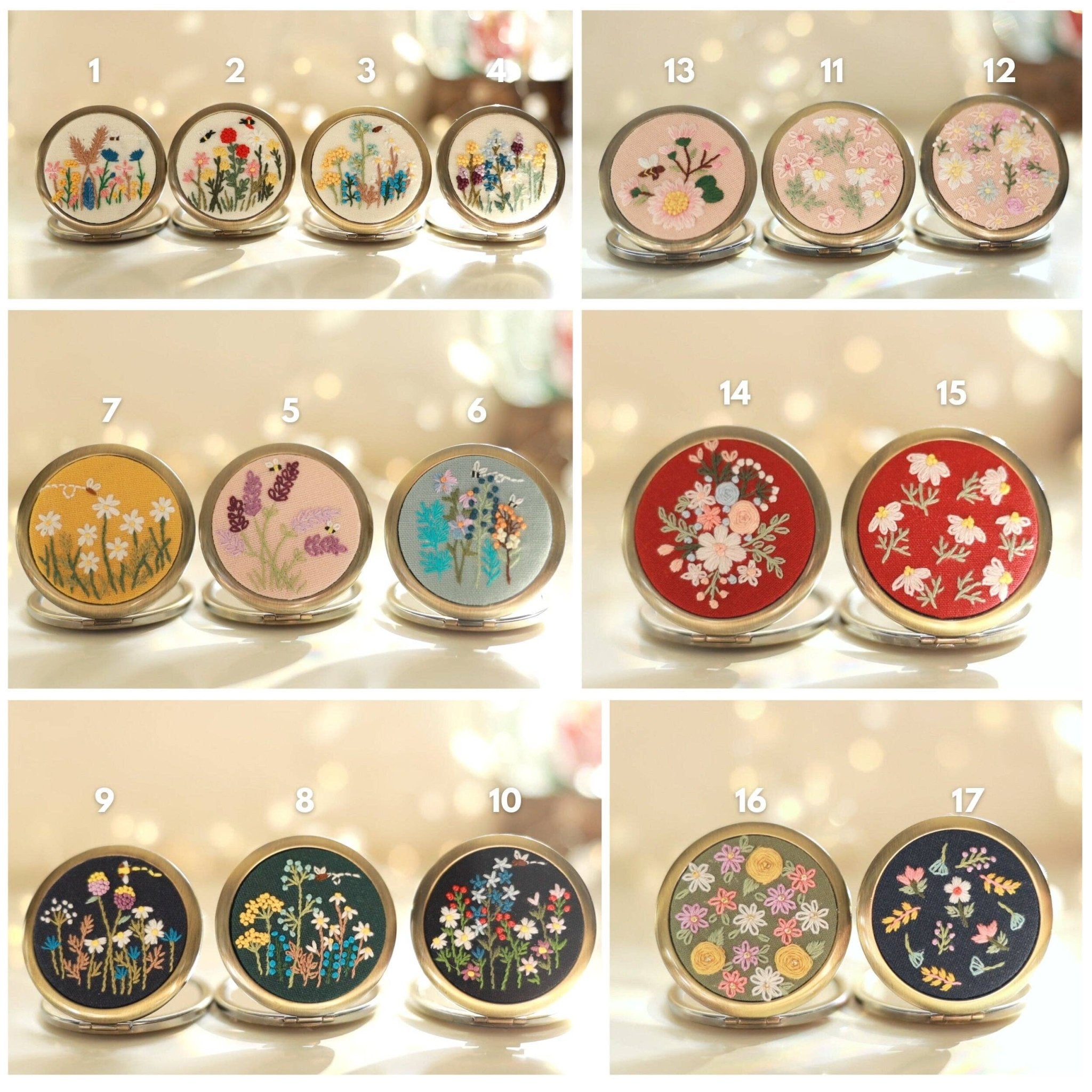Floral Embroidered Compact Mirror - Lalka Beauty Co.