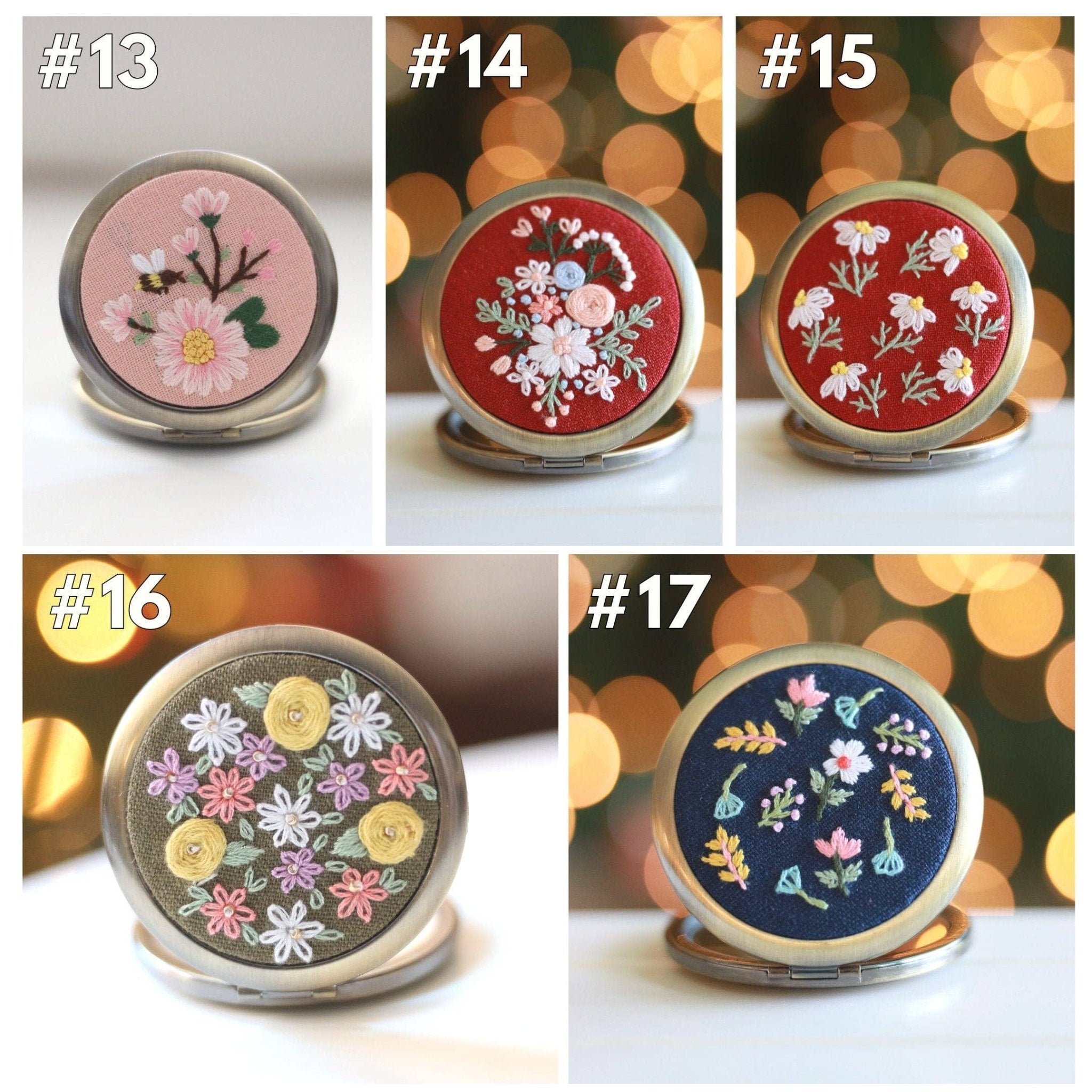 Floral Embroidered Compact Mirror - Lalka Beauty Co.