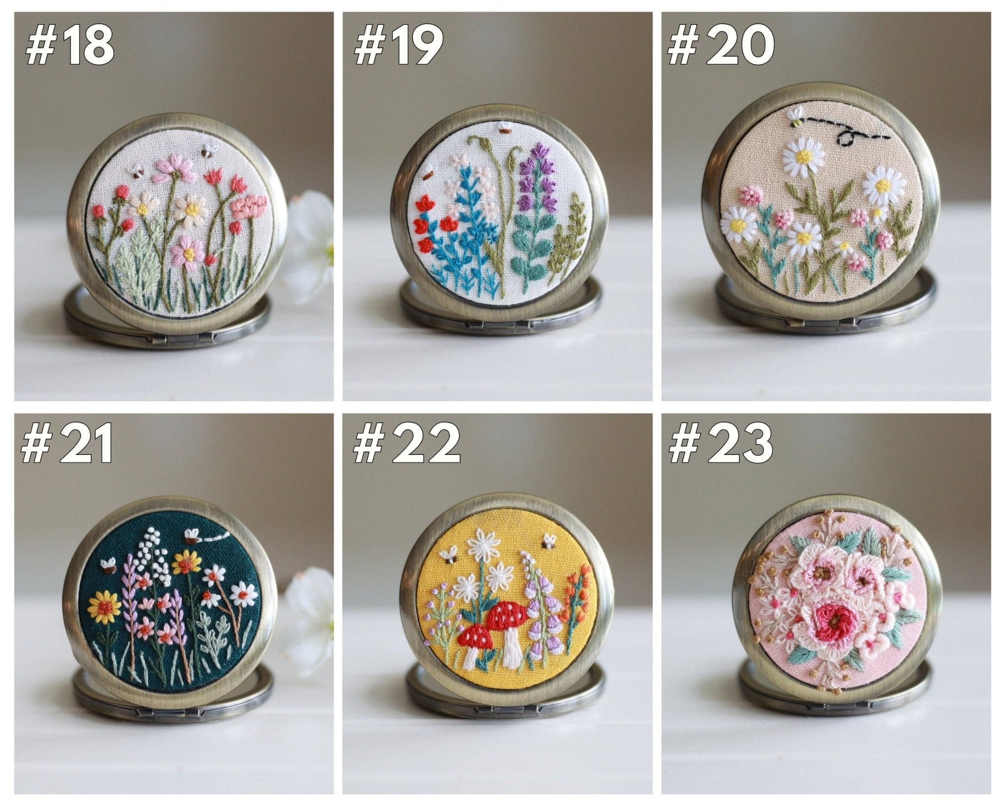 Floral Embroidered Compact Mirror - Lalka Beauty Co.