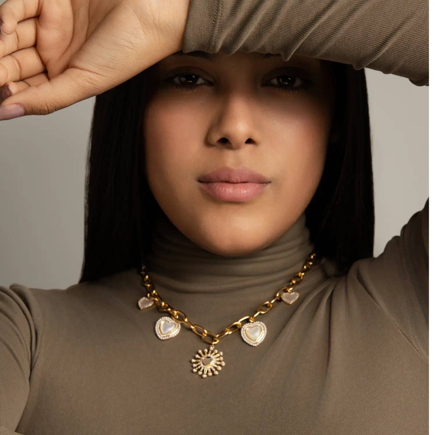 Gold Heart Charm Necklace Mariner Chain - Lalka Beauty Co.