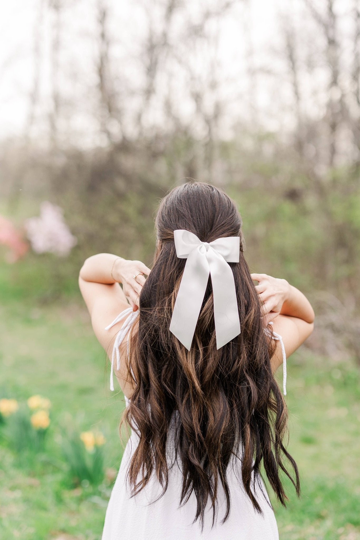 Grace & Grandeur Wren Satin Hair Bow Barrette Bride Bridal Shower Wedding - Lalka Beauty Co.