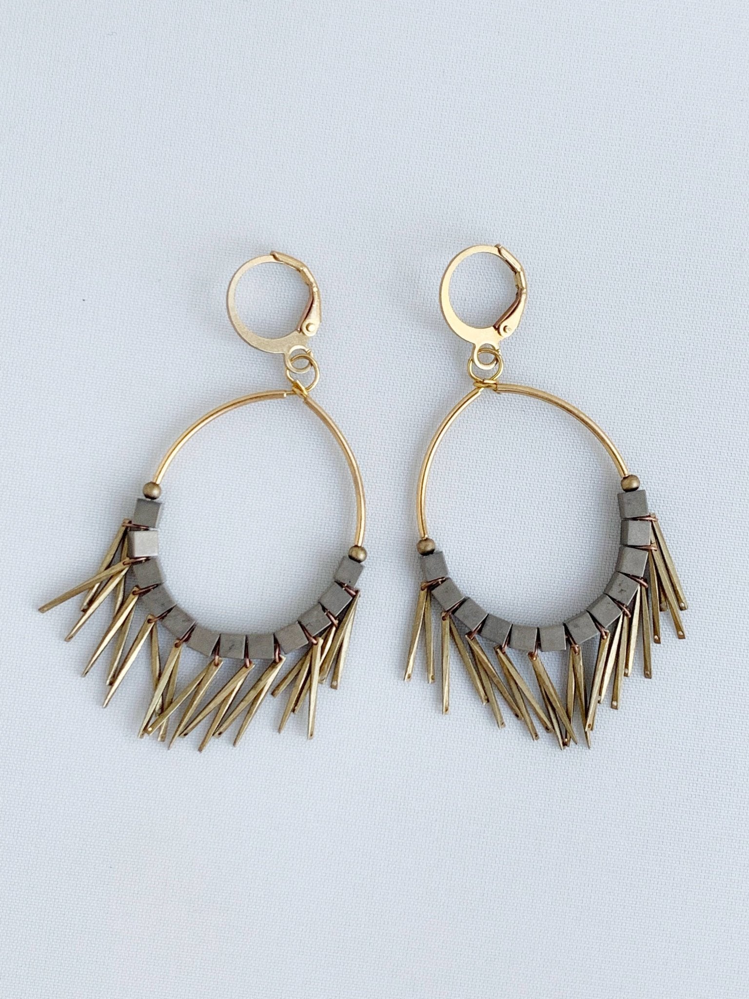 Gunmetal Squares with Tassels Earrings - Lalka Beauty Co.