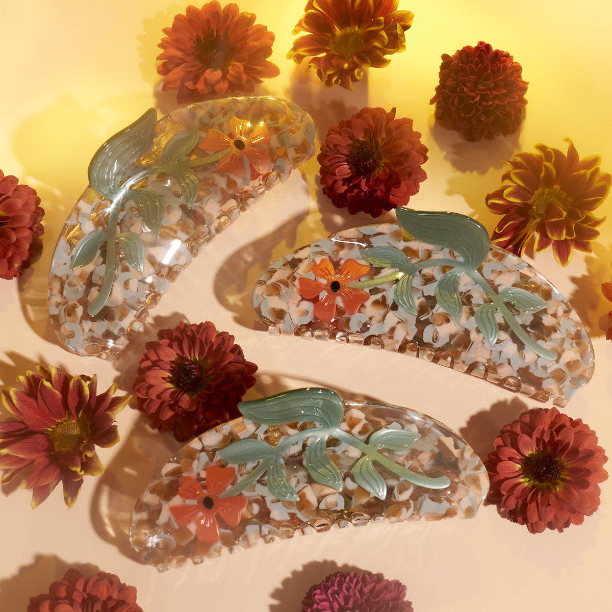 Hesperides Orange Acetate Floral Large Hair Claw - Lalka Beauty Co.