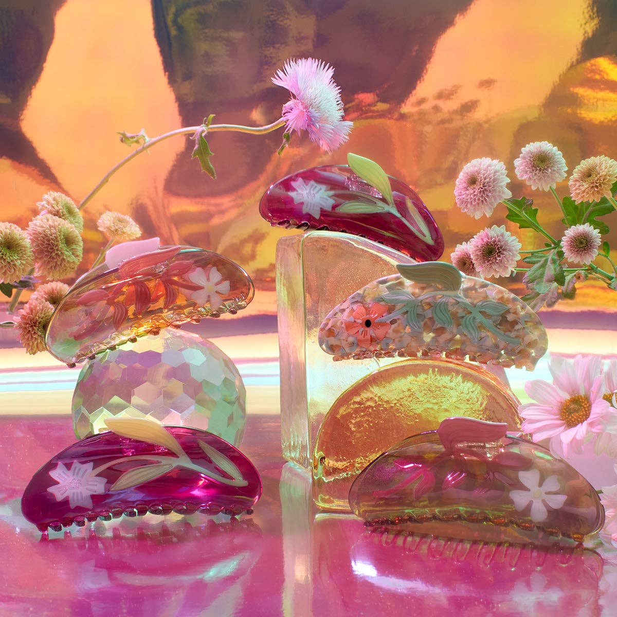 Hesperides Orange Acetate Floral Large Hair Claw - Lalka Beauty Co.