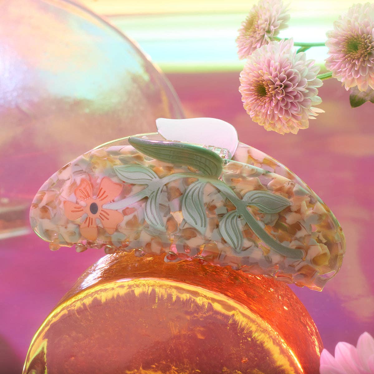 Hesperides Orange Acetate Floral Large Hair Claw - Lalka Beauty Co.