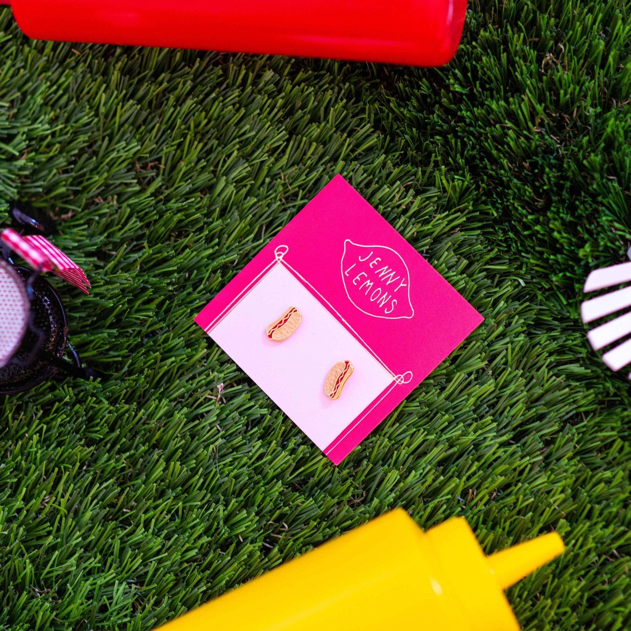 Hot Dog Enamel Earrings - Lalka Beauty Co.