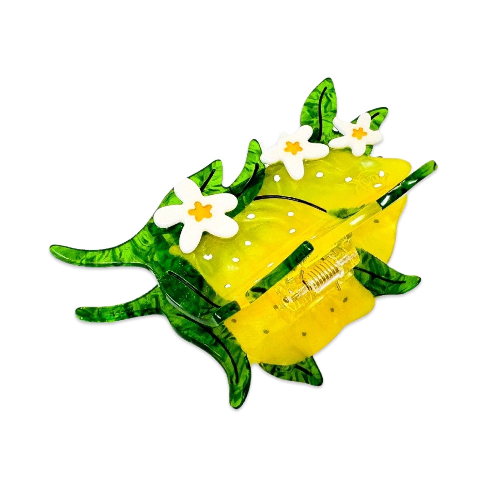 Large Lemon and Flowers Hair Claw Clip - Lalka Beauty Co.