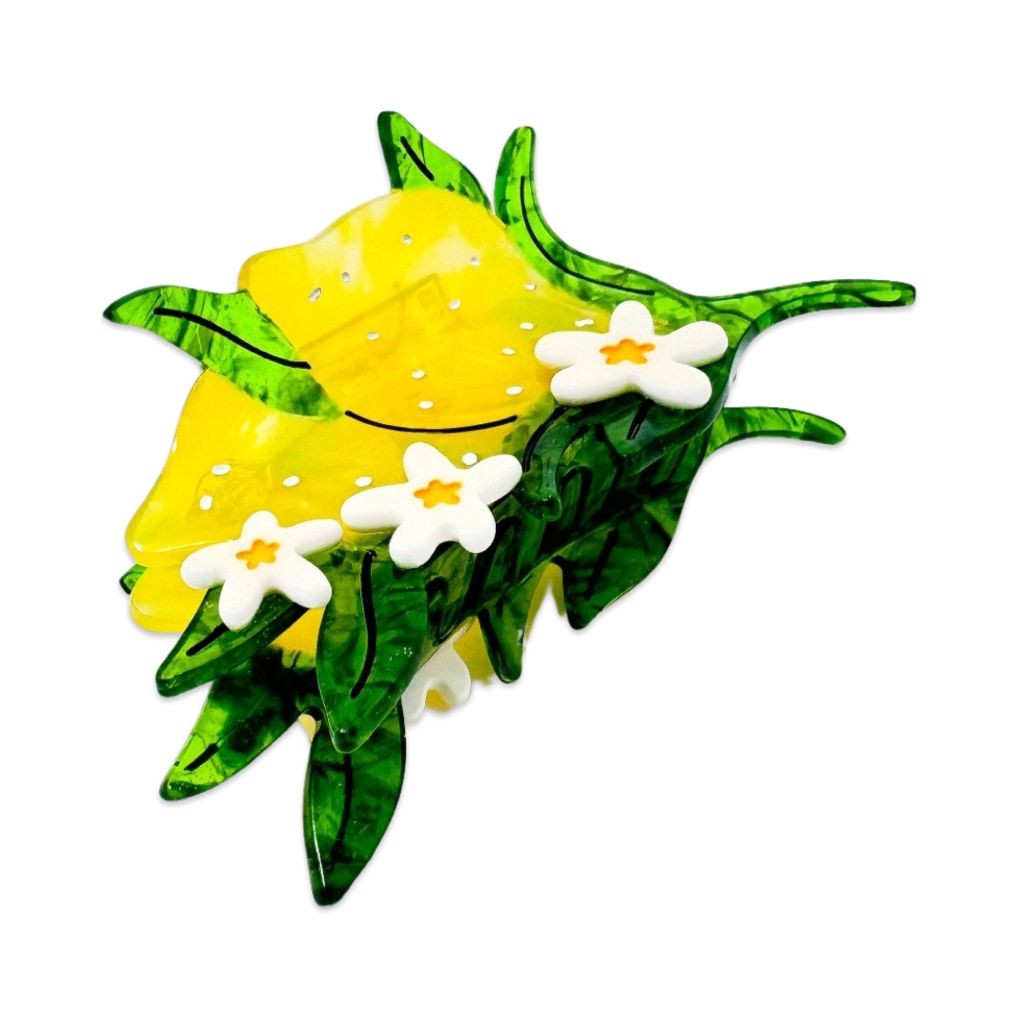 Large Lemon and Flowers Hair Claw Clip - Lalka Beauty Co.
