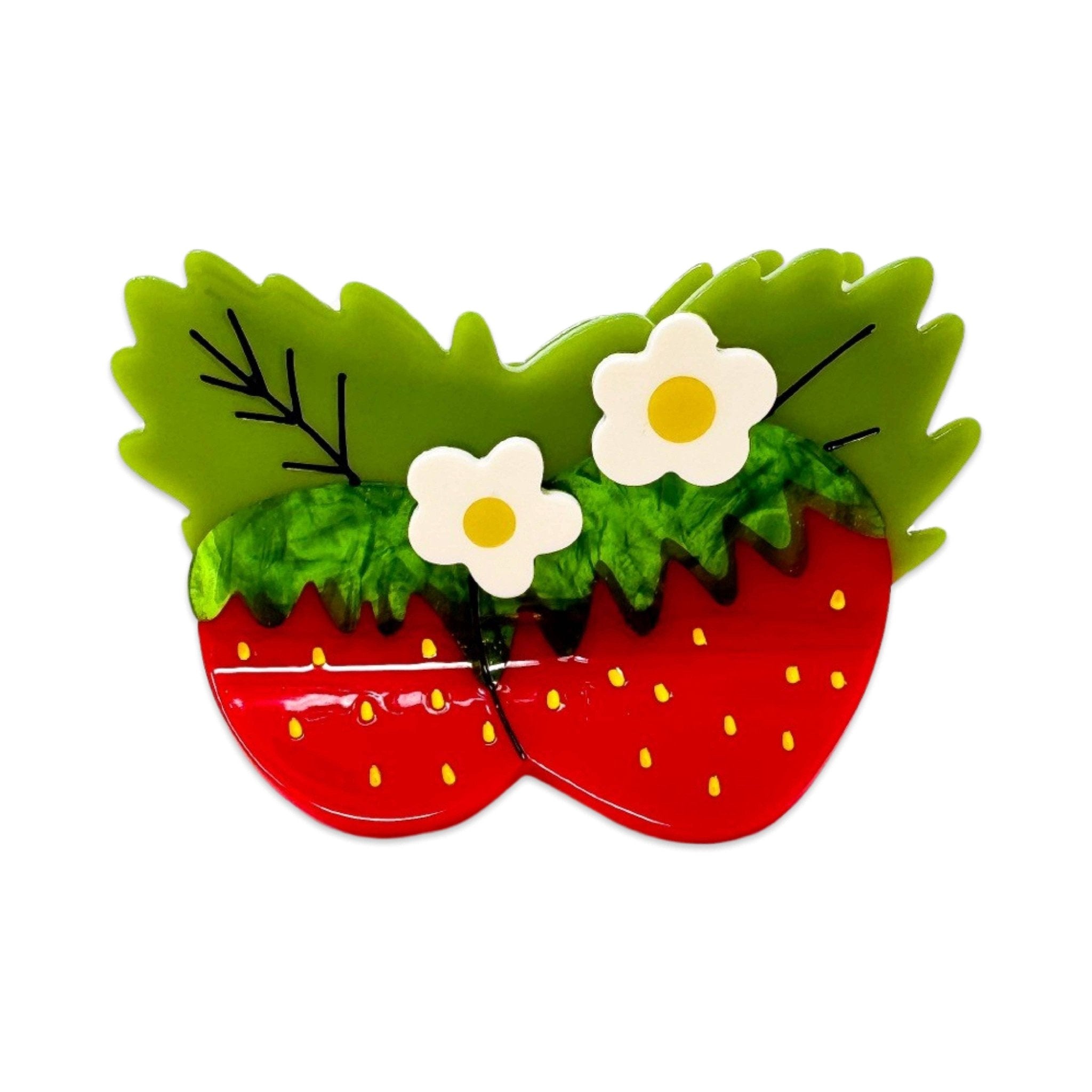 Large Strawberries and Flowers Hair Claw Clip - Lalka Beauty Co.