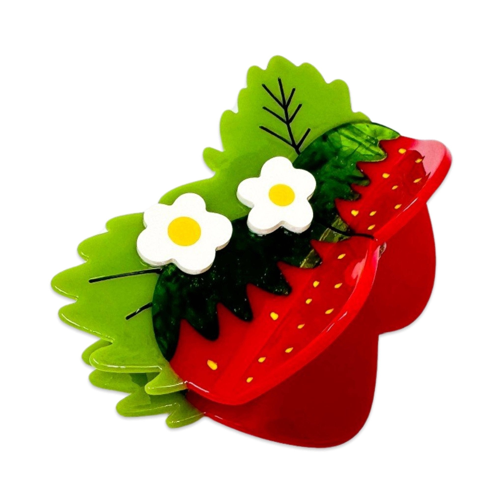 Large Strawberries and Flowers Hair Claw Clip - Lalka Beauty Co.