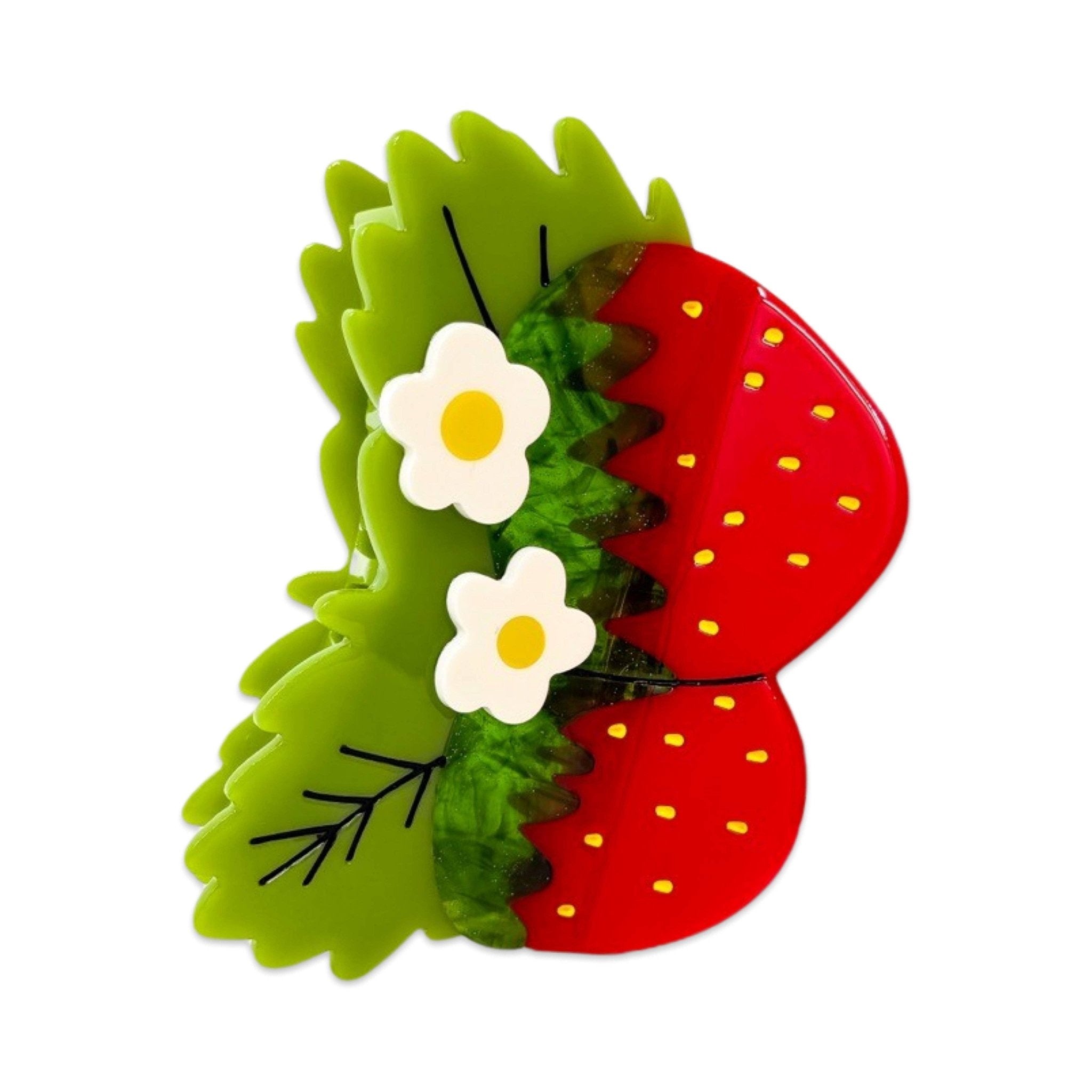 Large Strawberries and Flowers Hair Claw Clip - Lalka Beauty Co.