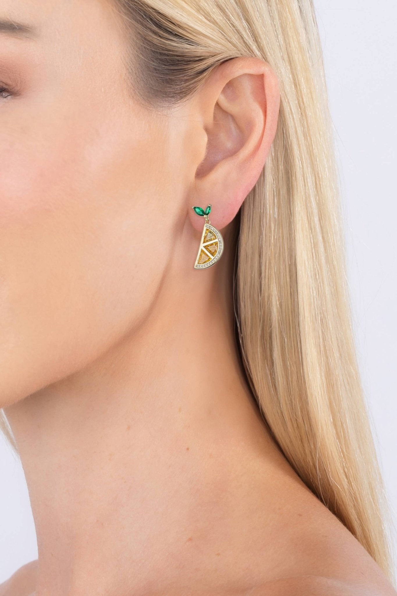 Lemon wedge CZ Drop Earrings - Lalka Beauty Co.