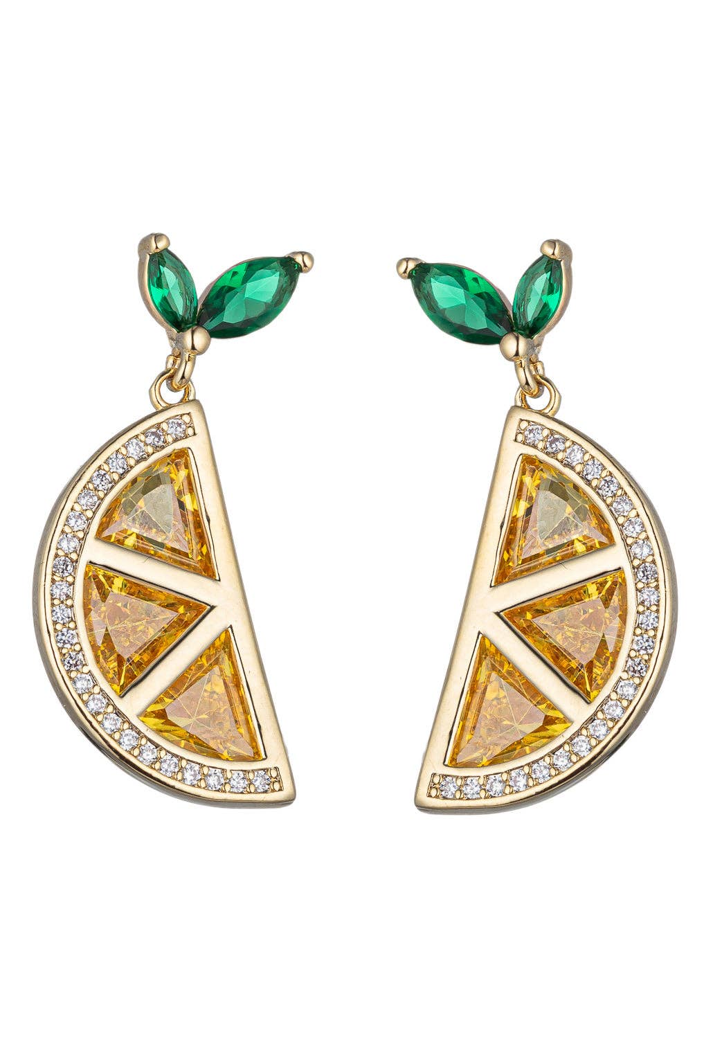 Lemon wedge CZ Drop Earrings - Lalka Beauty Co.
