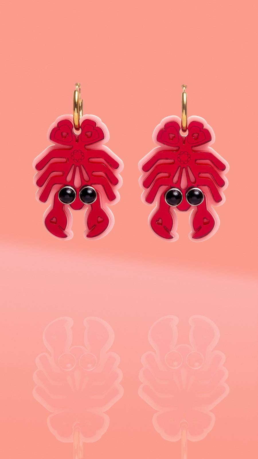 Lobster Hoop Earrings Pink + Red - Lalka Beauty Co.