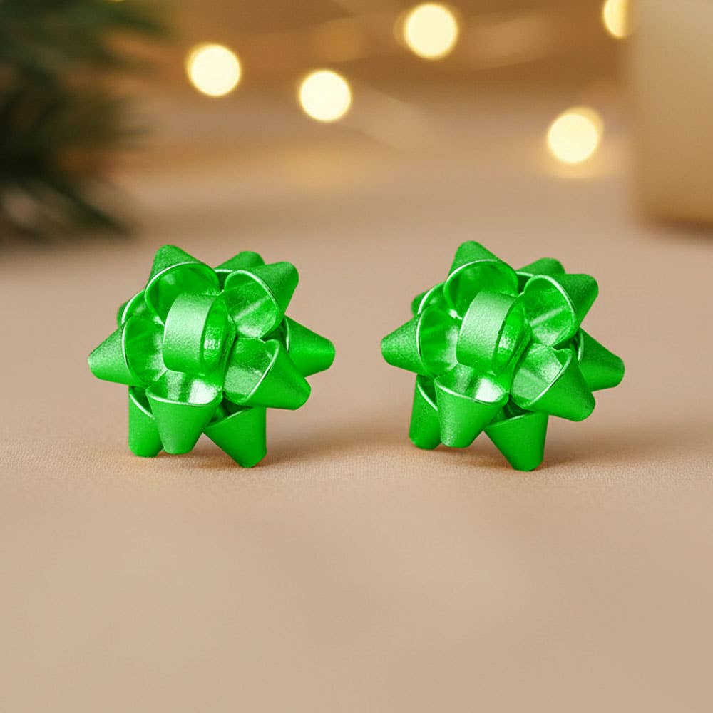 Medium Christmas Gift Bow Stud Earrings - Lalka Beauty Co.