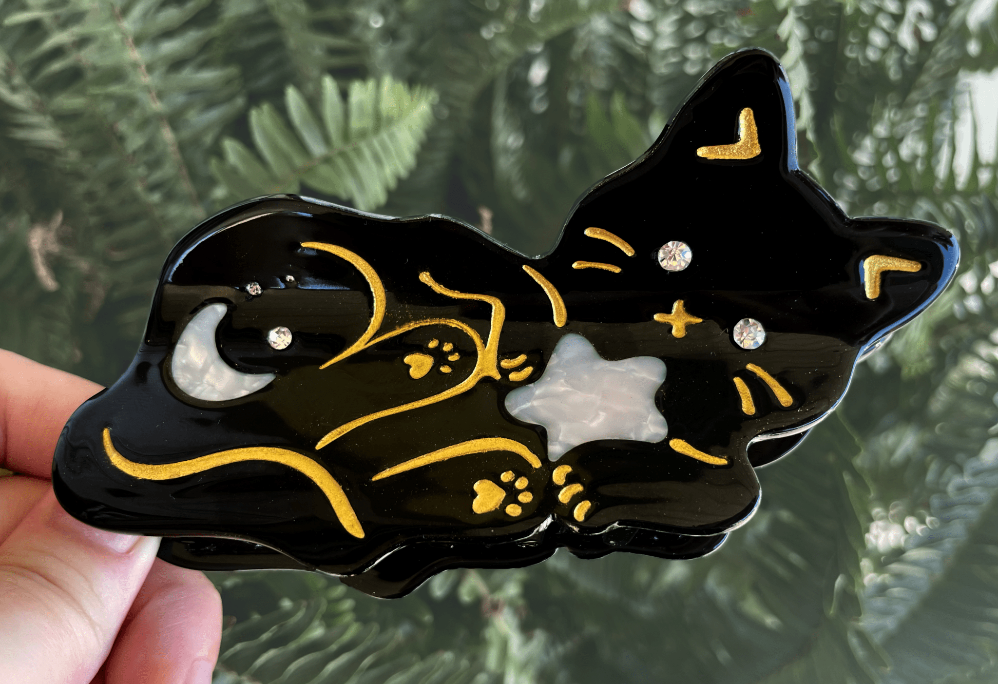 Midnight Sky Kitty Hair Claw Clip - Lalka Beauty Co.