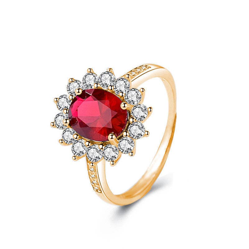 Oval Cut Garnet Flower Statement Ring in 925 Sterling Silver - Lalka Beauty Co.
