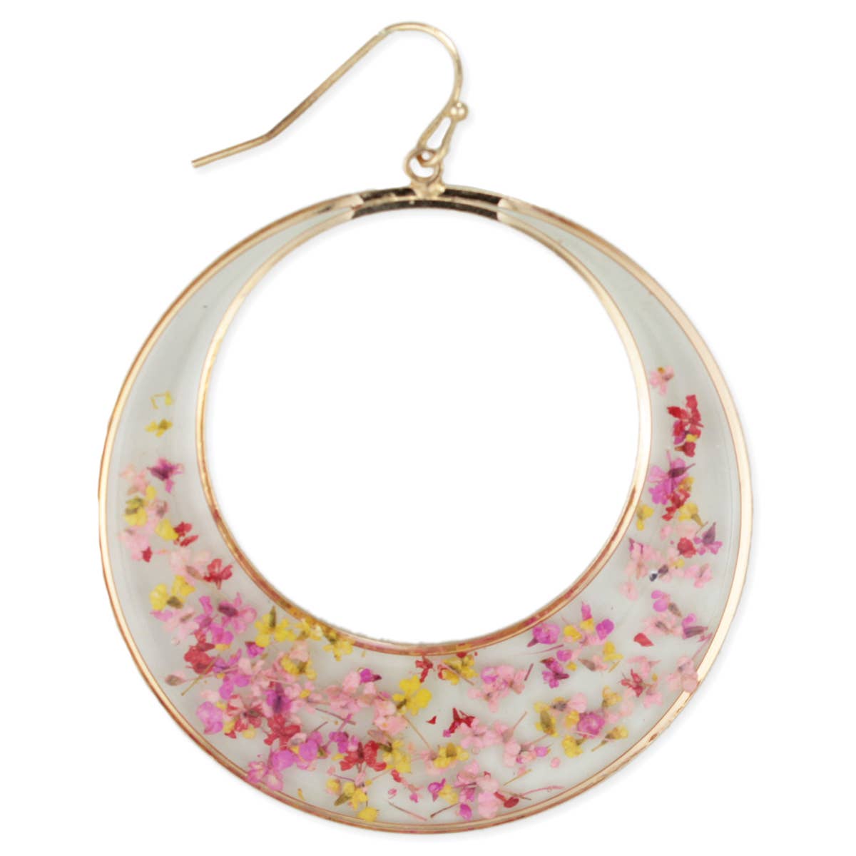 Pink Posy Dried Flower Circle Earrings - Lalka Beauty Co.