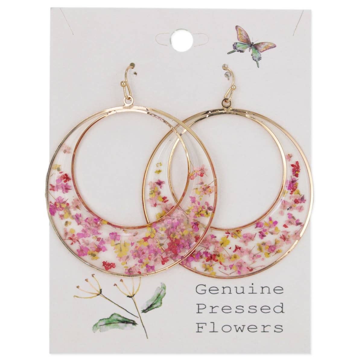 Pink Posy Dried Flower Circle Earrings - Lalka Beauty Co.