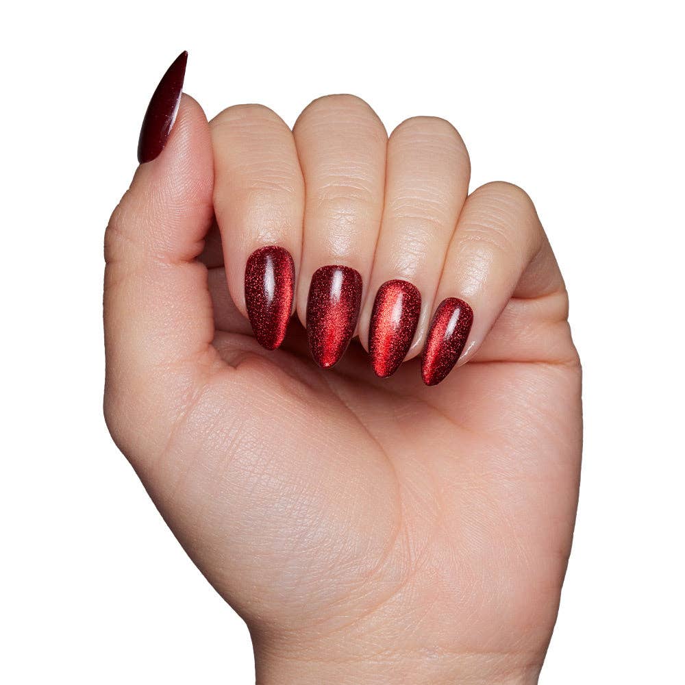 Ruby Slipper Press - On Nails | Short Almond Sparkle Red - Lalka Beauty Co.
