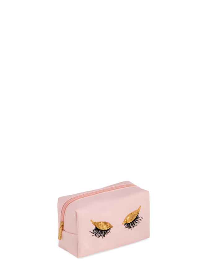 SEQUIN EYELASH ZIP POUCH,BLUSH - Lalka Beauty Co.
