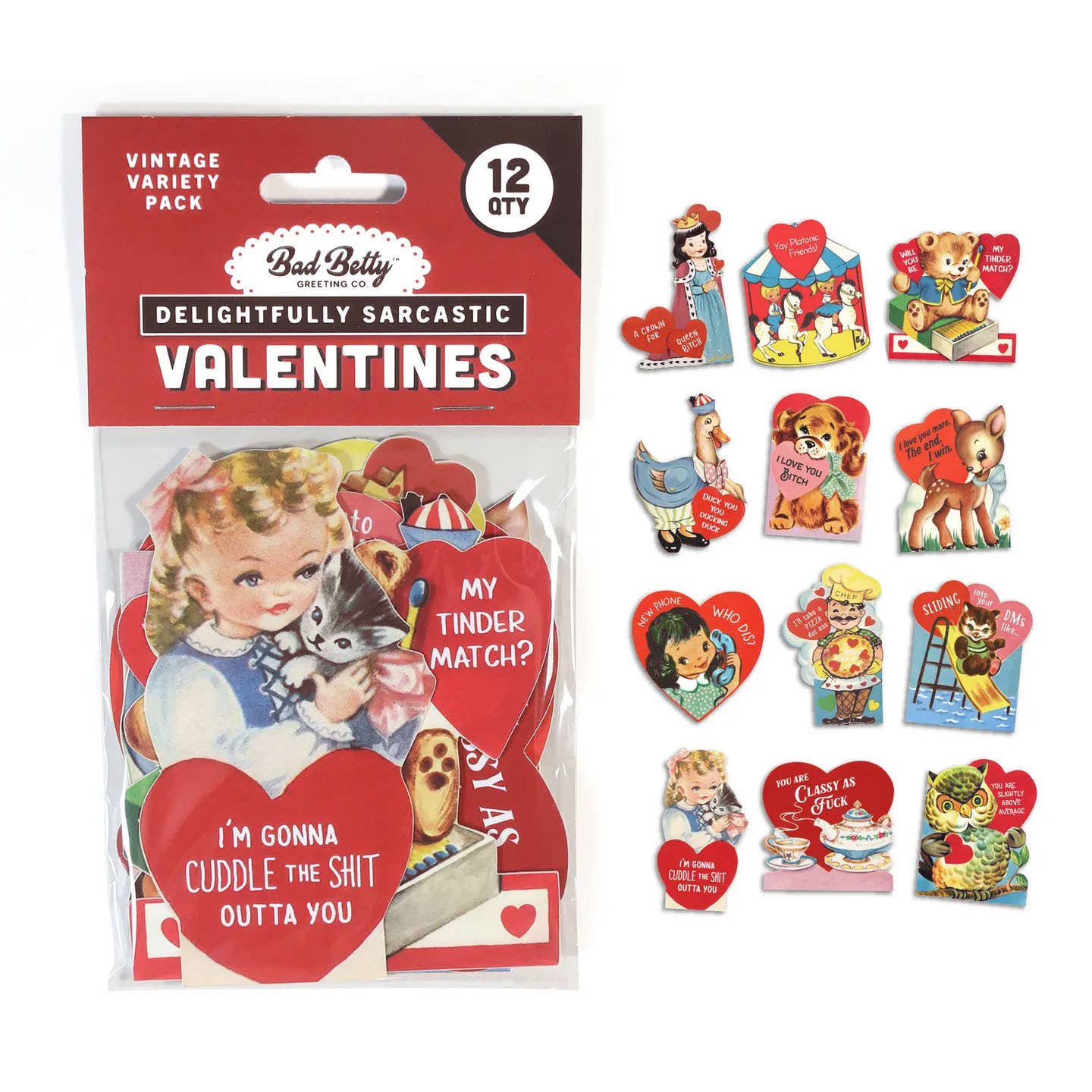 Set of 12 Funny Vintage Valentine's Day Cards - Lalka Beauty Co.