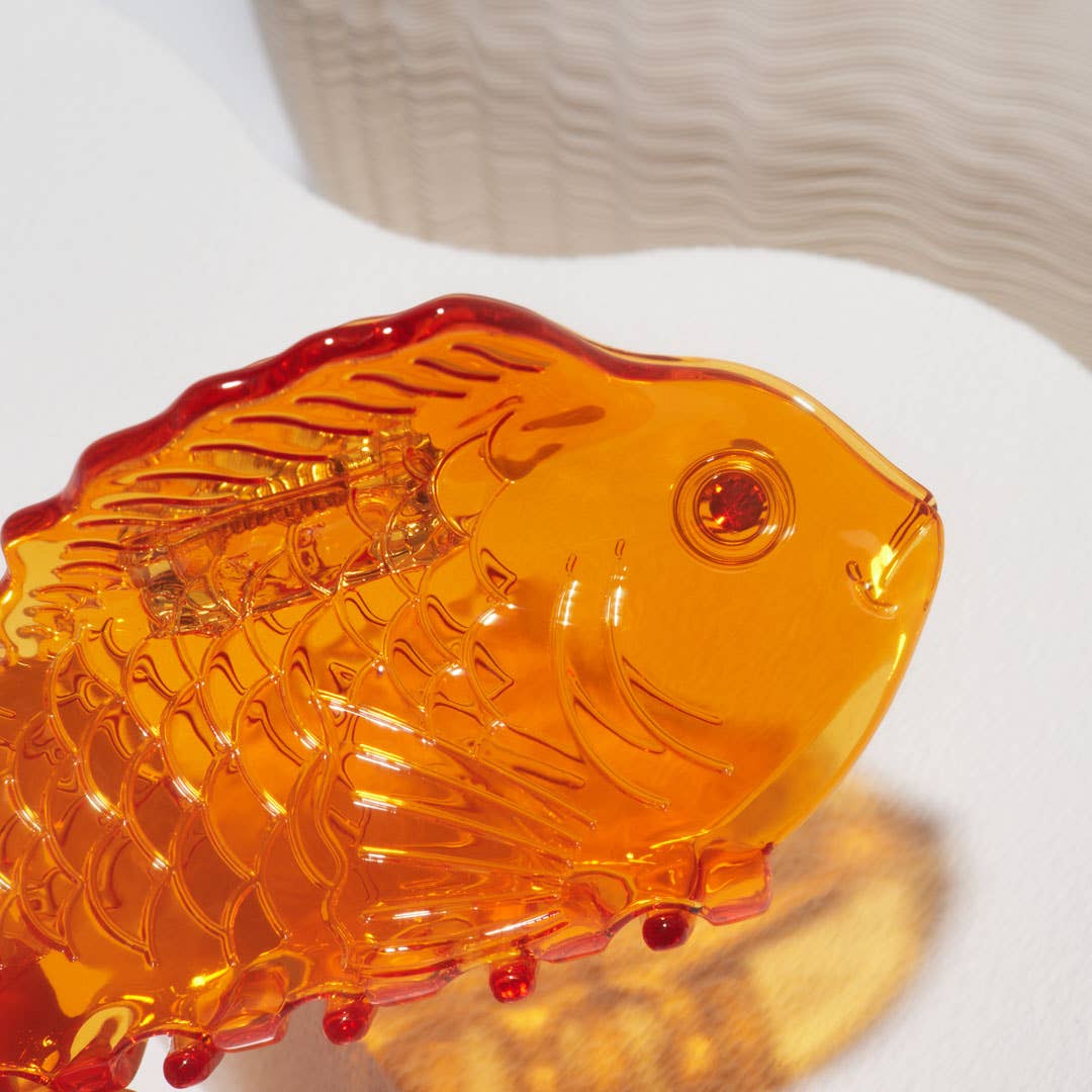 Taiyaki Sea Bream Clear Orange Acetate Ocean Fish Hair Claw Clip - Lalka Beauty Co.