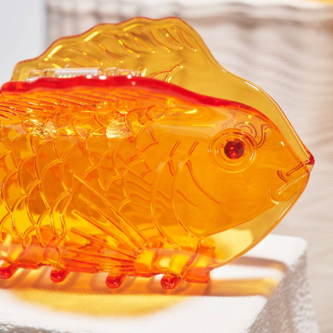 Taiyaki Sea Bream Clear Orange Acetate Ocean Fish Hair Claw Clip - Lalka Beauty Co.