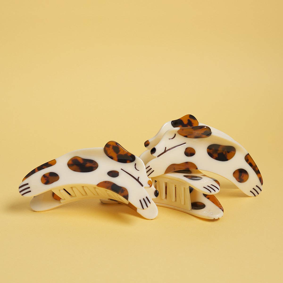 Tortie Puppy Dog Hair Claw in Cream and Tortoise Acetate - Lalka Beauty Co.
