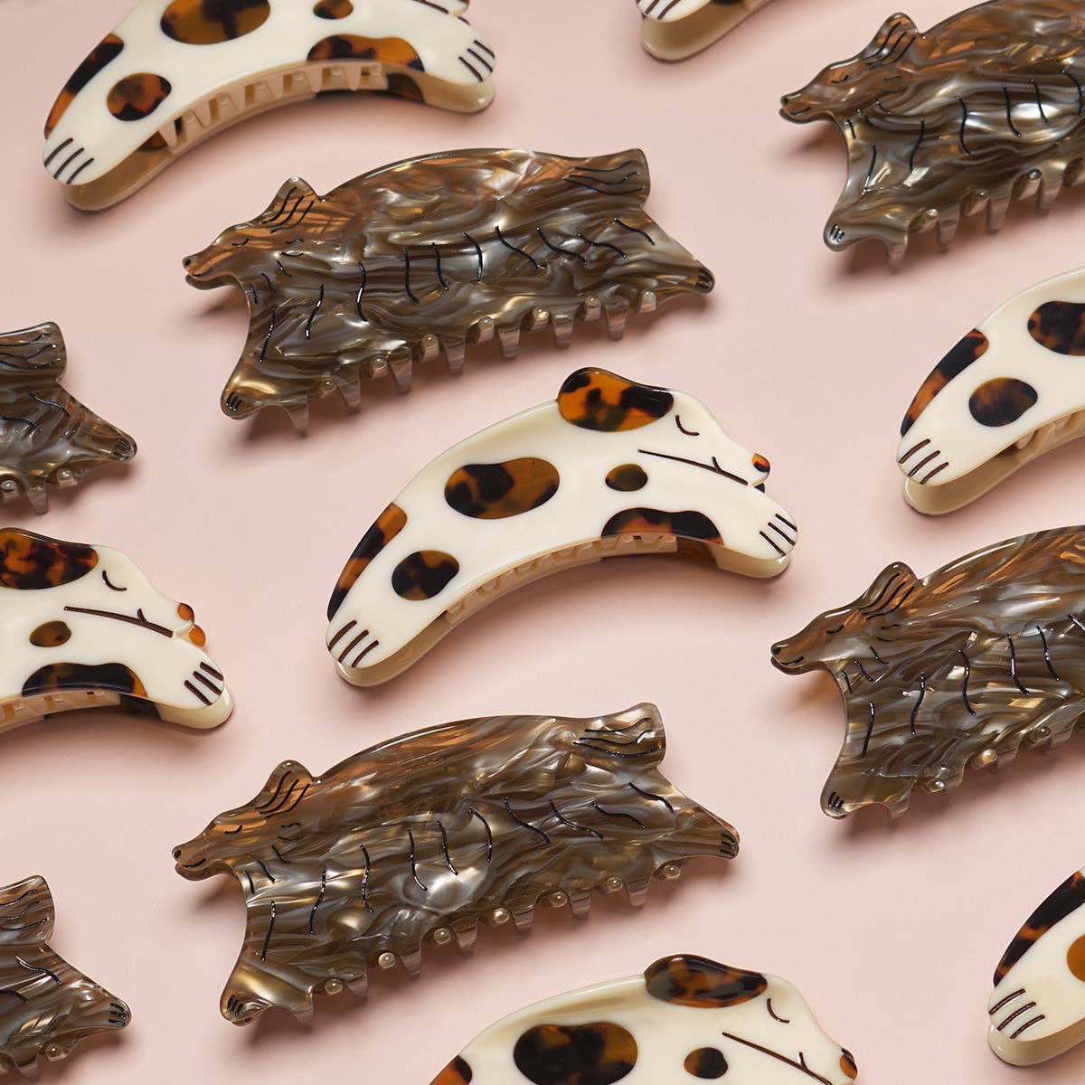 Tortie Puppy Dog Hair Claw in Cream and Tortoise Acetate - Lalka Beauty Co.