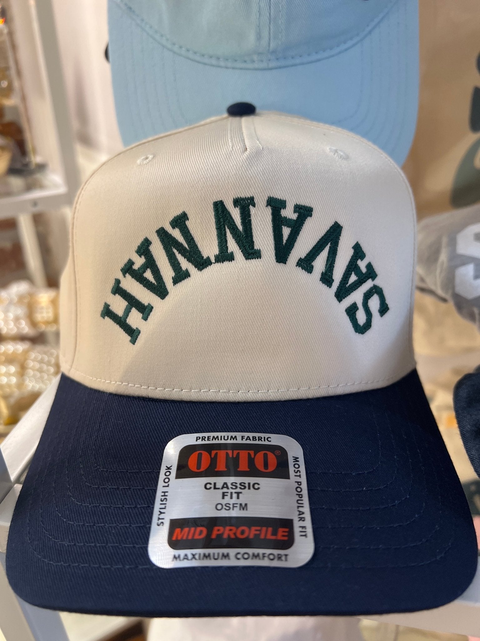 Upside down Savannah Embroidered Baseball Cap navy/hunter green - Lalka Beauty Co.