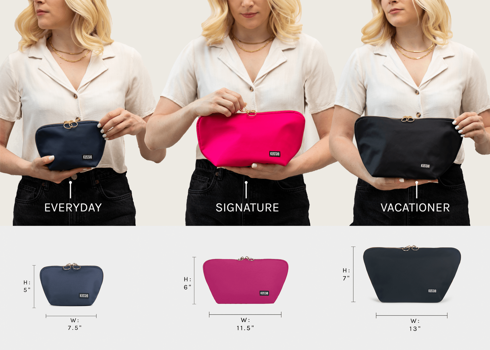 Vacationer Makeup Bag - Machine Washable Large Cosmetic Bag - Lalka Beauty Co.