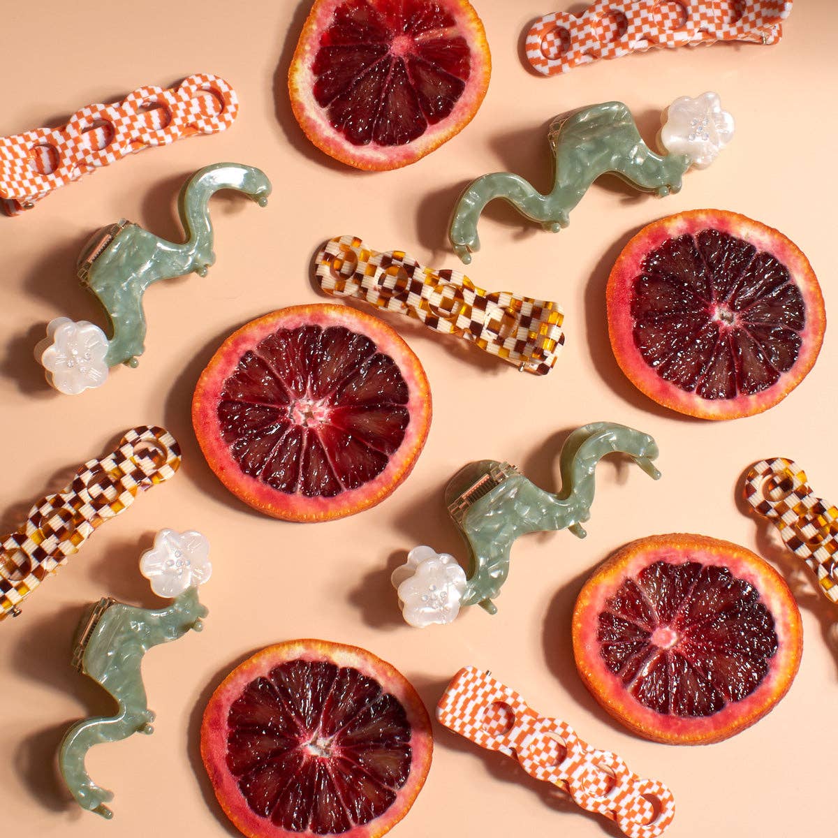 White Orange Blossom Flower Small Squiggle Acetate Hair Claw - Lalka Beauty Co.