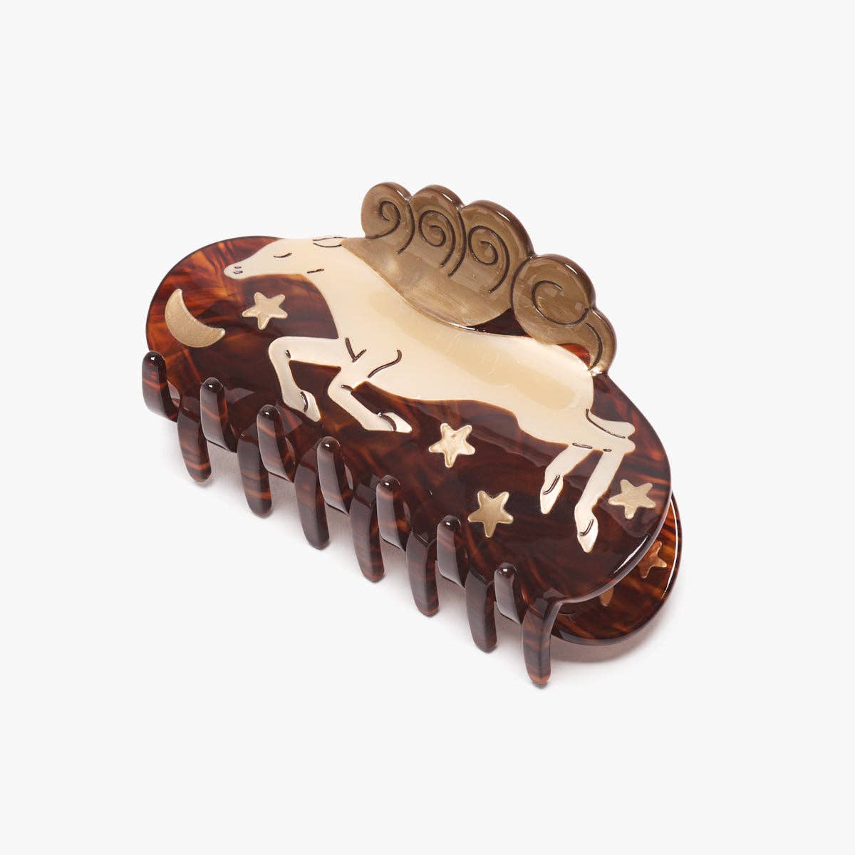 Wild At Heart White Horse Moon Stars Acetate Hair Claw Clip - Lalka Beauty Co.