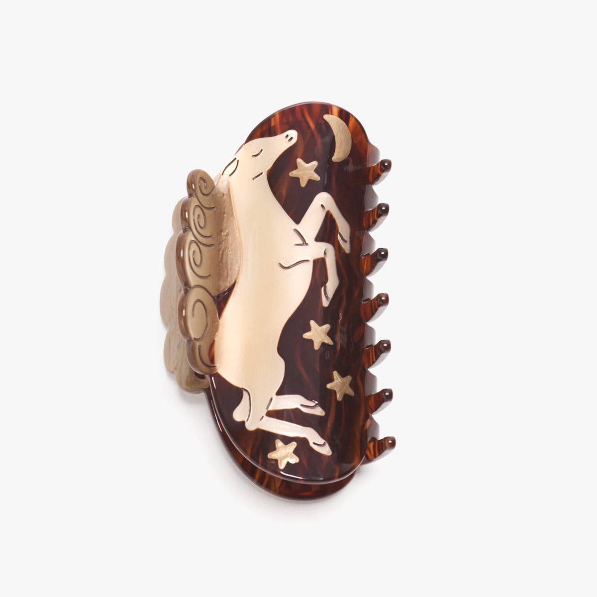 Wild At Heart White Horse Moon Stars Acetate Hair Claw Clip - Lalka Beauty Co.