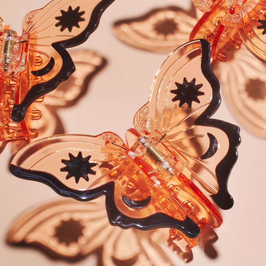 Women's Orange Acetate Monarch Butterfly Hair Claw Clip - Lalka Beauty Co.