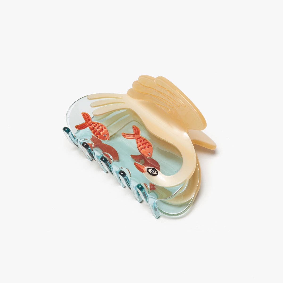 Women's White Swan Hair Claw in Crystal Clear Blue Acetate - Lalka Beauty Co.